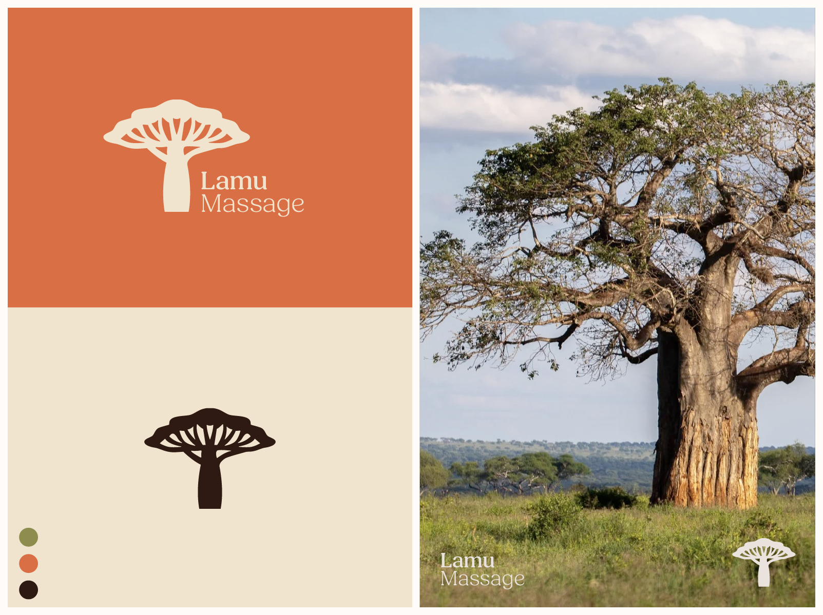 Lamu Massage logo and natural brand direction