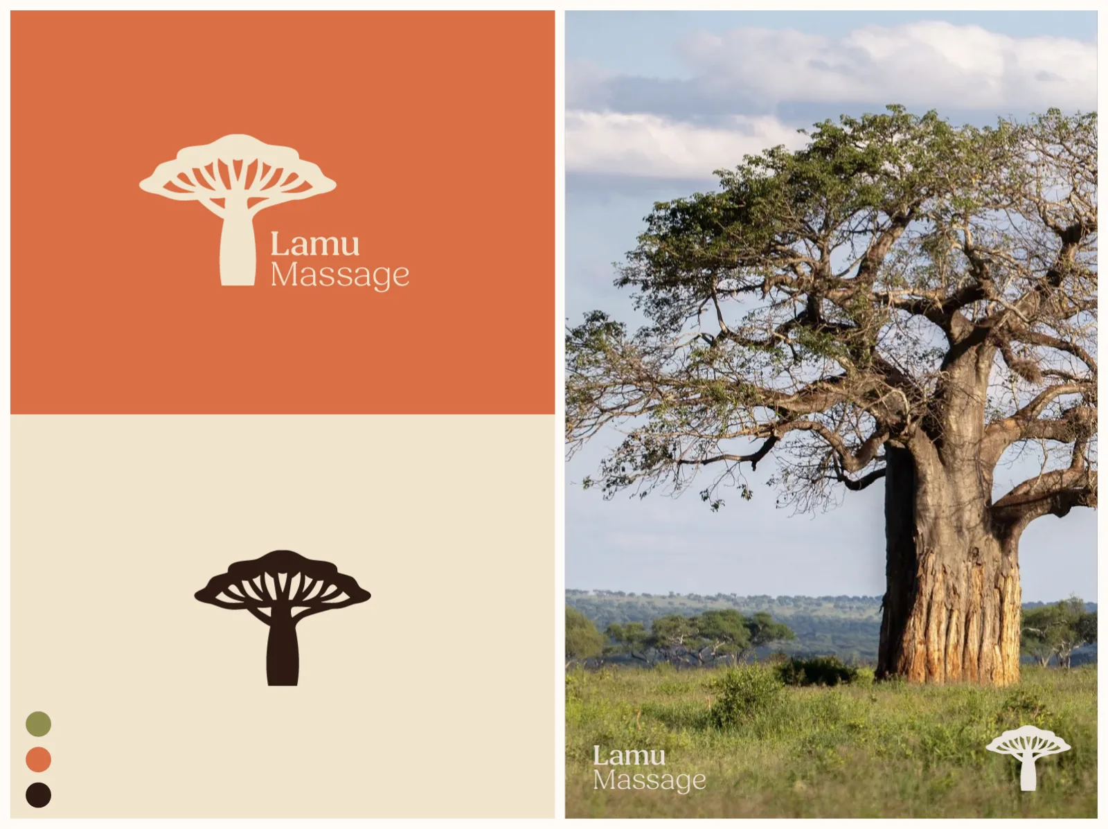 Lamu Massage logo and natural brand direction