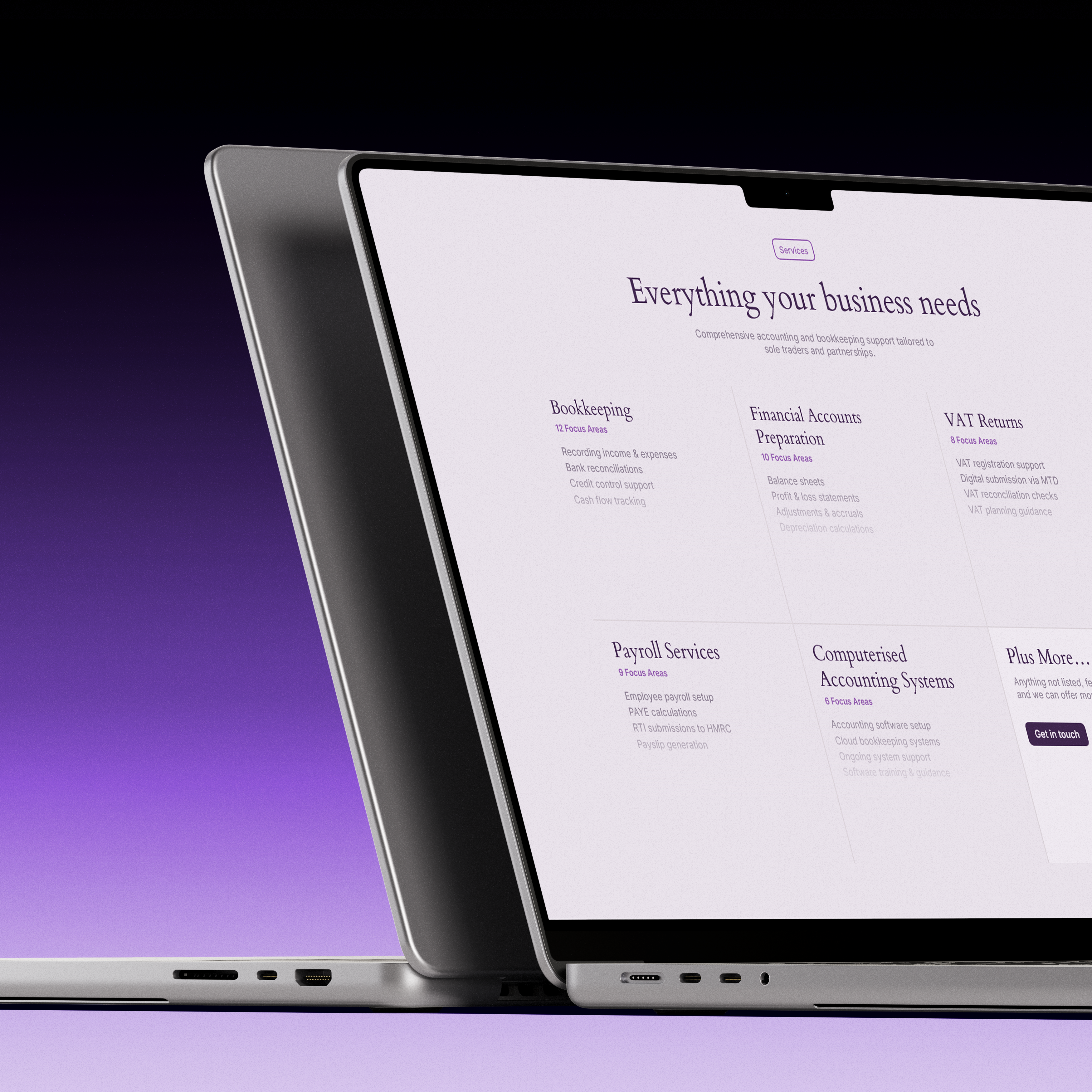 Violet Books accounting services brand and website design
