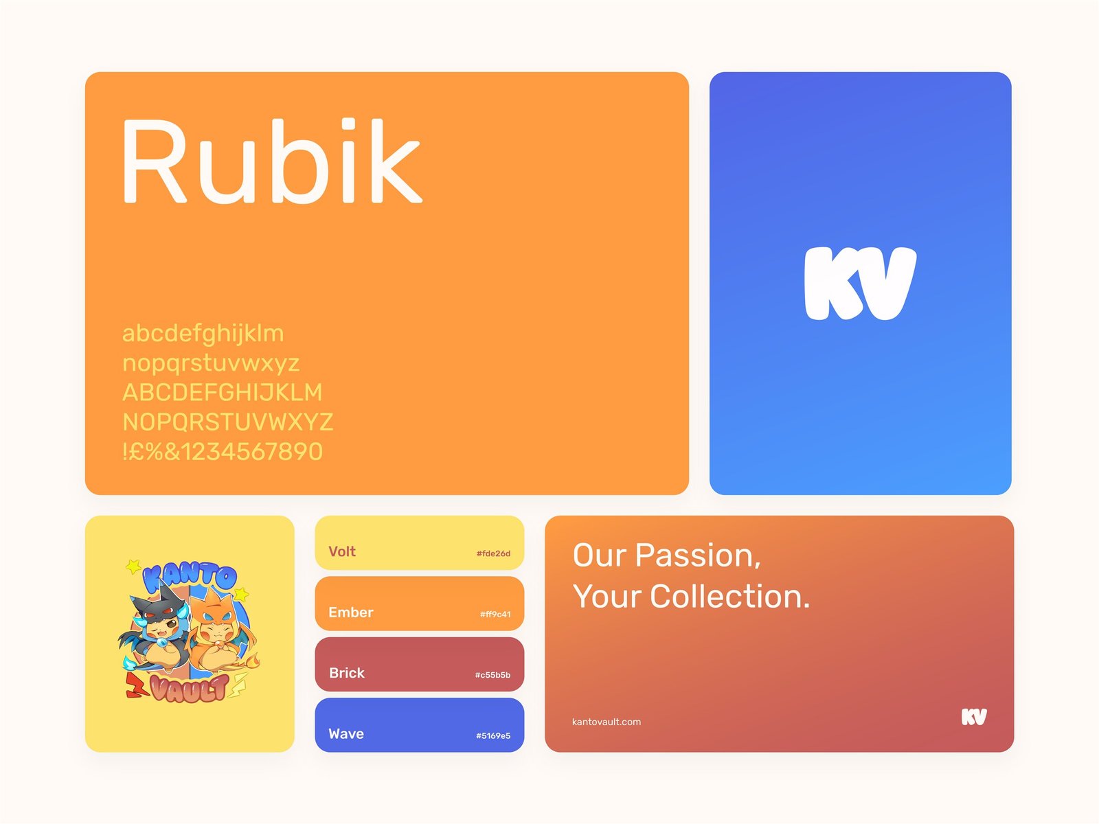 Kanto Vault identity, typography, colour palette and brand mark